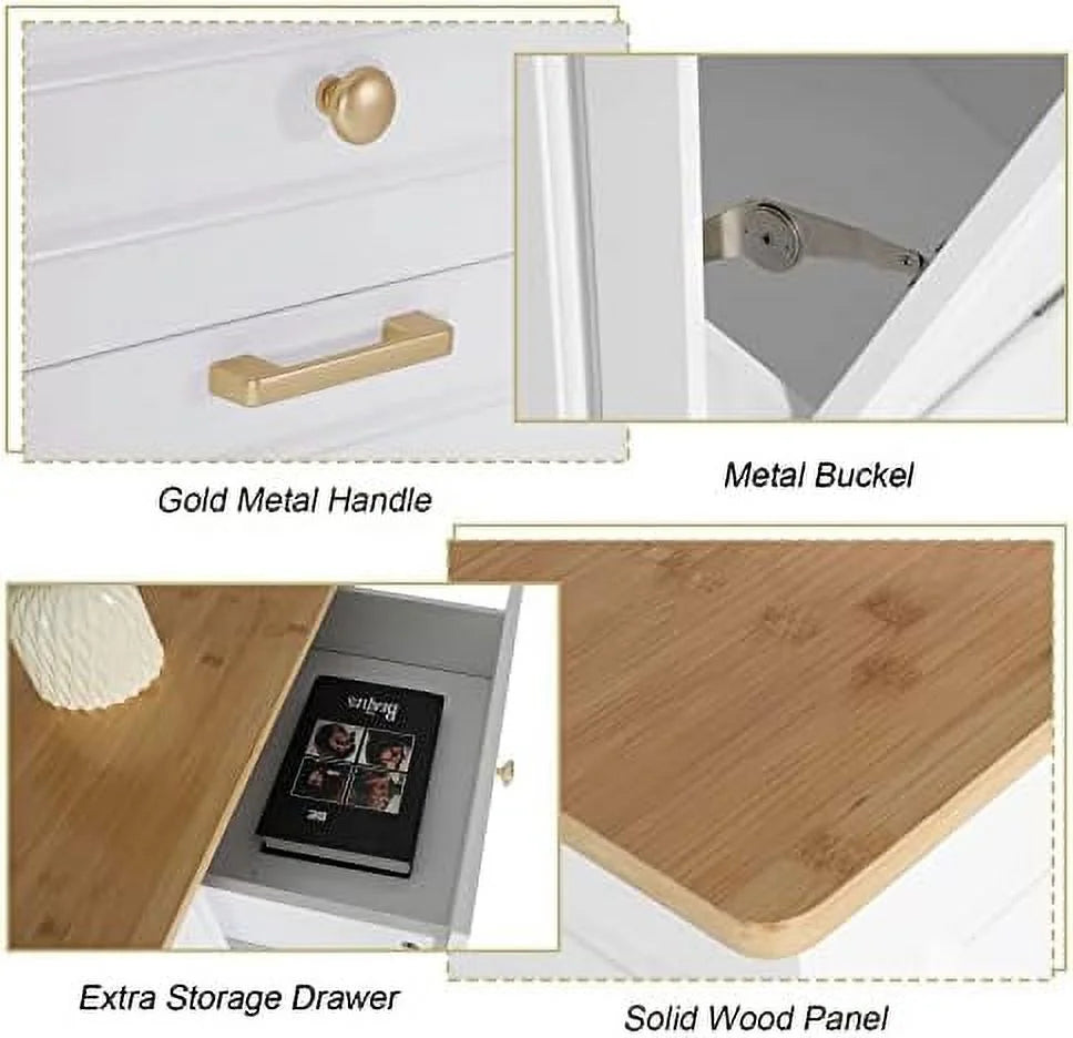Double Barn Door Trash Cabinet with Hideaway Drawer U8207