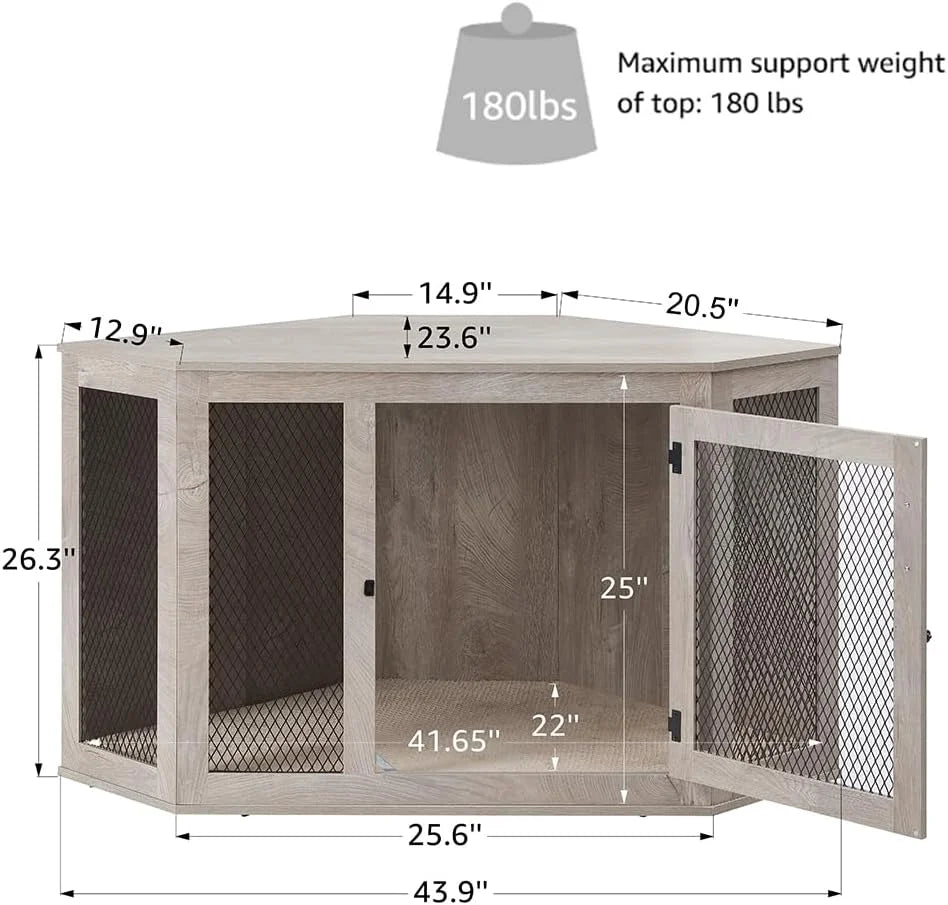 Medium Corner Dog Crate - Weathered Grey Z368