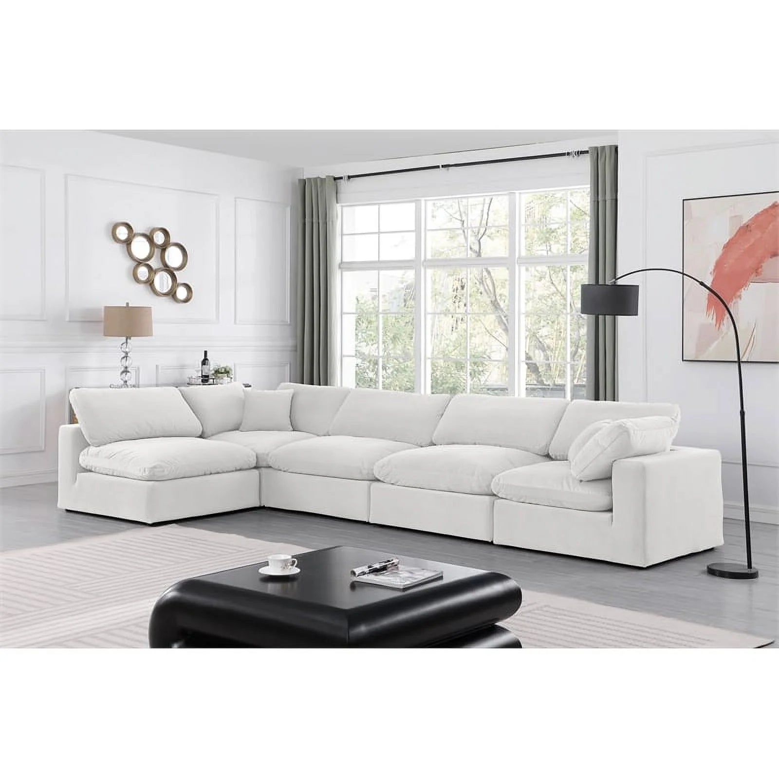 Cream Velvet Modular Sectional C1935