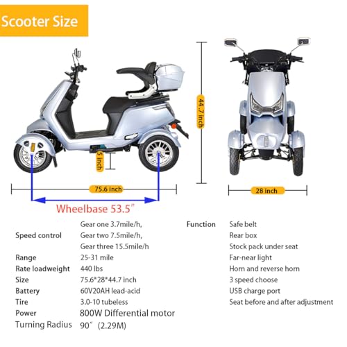 Heavy Duty 4-Wheel Mobility Scooter for Seniors & Adults A243633