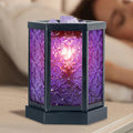CVHOMEDECO. Moroccan Electric Wax Melt Warmer Decorative Candle Warmer Burner for Scented Candle, Wax Melts and Tarts to Freshen Room, Idea for Home and Office Decor., Hexagonal, Purple Glass