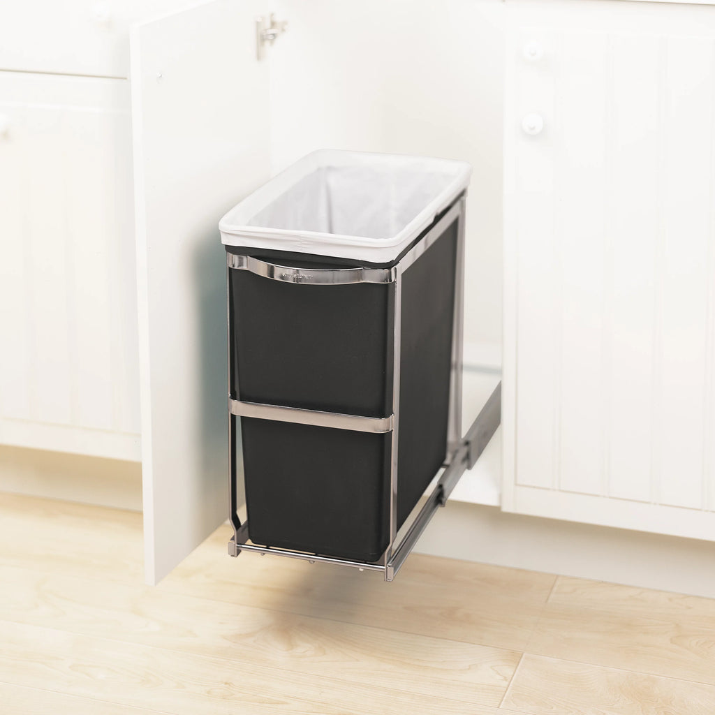 Under Counter Pull-Out Trash Can, 30 Liter / 8 Gallon, Heavy-Duty Steel Frame U374
