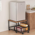 Mini Fridge Stand, Rolling Fridge Cart with 2 Lockable Wheels, Heavy Duty Refrigerator Stand with Metal Basket Drawers, Mini Fridge Cabinet Organizer for Kitchen, Bathroom, Office, Dorm