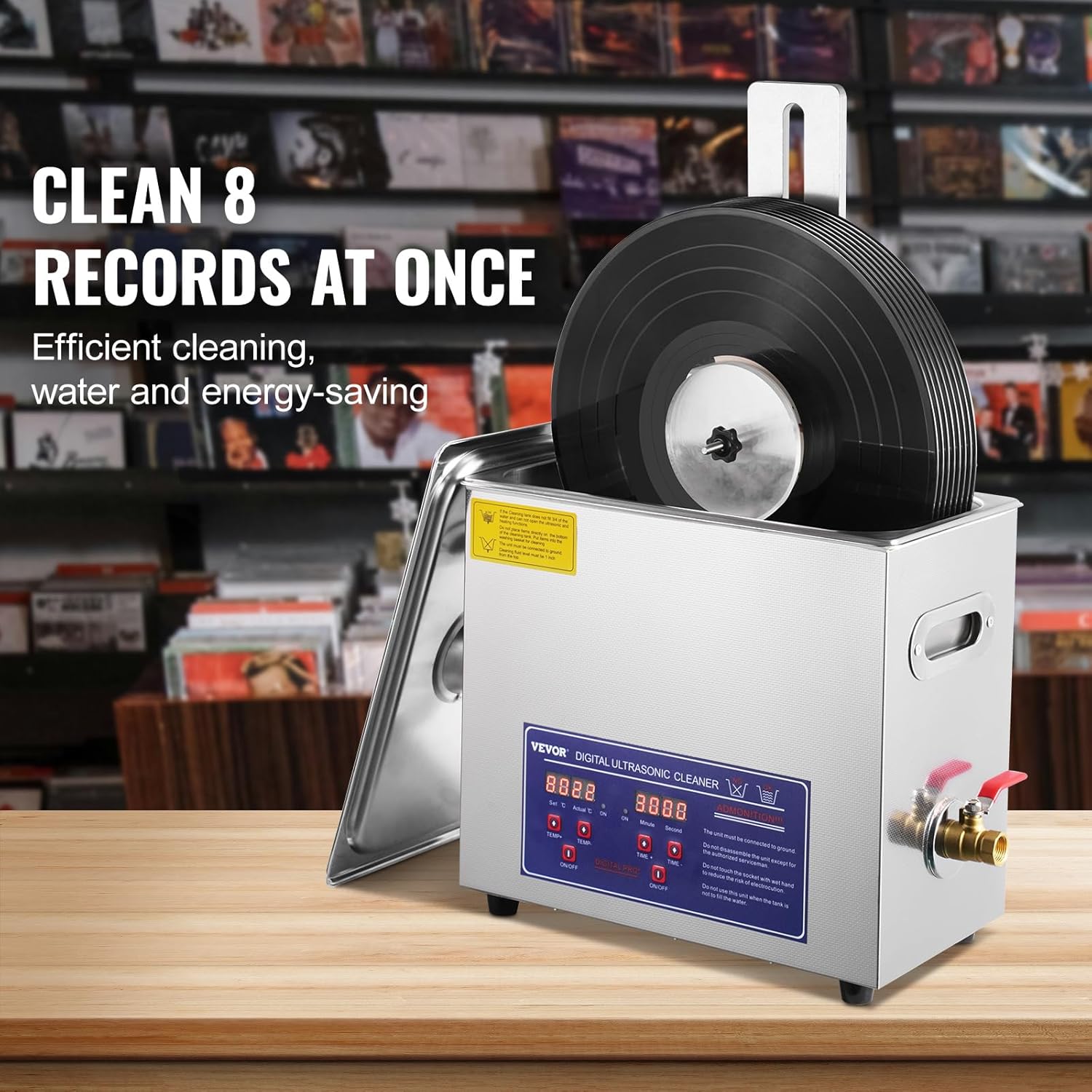 Ultrasonic Vinyl Record Cleaner, 6L, 180W with Drying Rack I690454