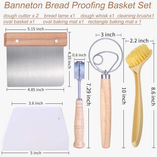 Bread Proofing Basket Set, 10 Inch Oval Rattan, Sourdough Baking Supplies B817