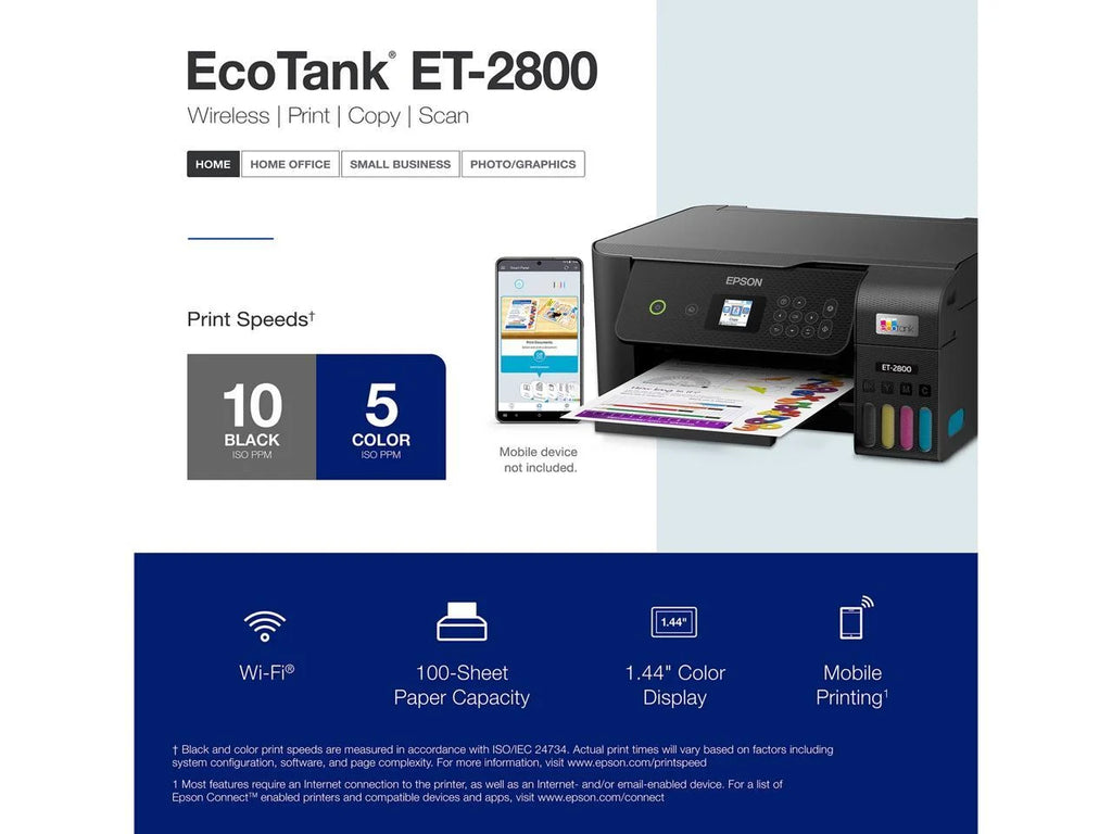 Wireless All-in-One Supertank Printer with Scan and Copy - Black J1249