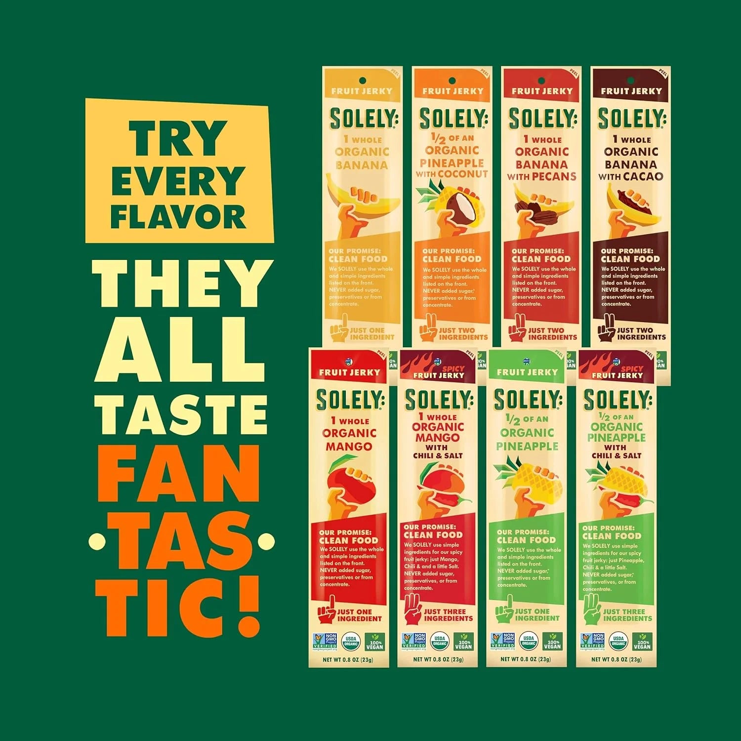 Organic Mango Fruit Jerky Snack, 12-Pack D9536