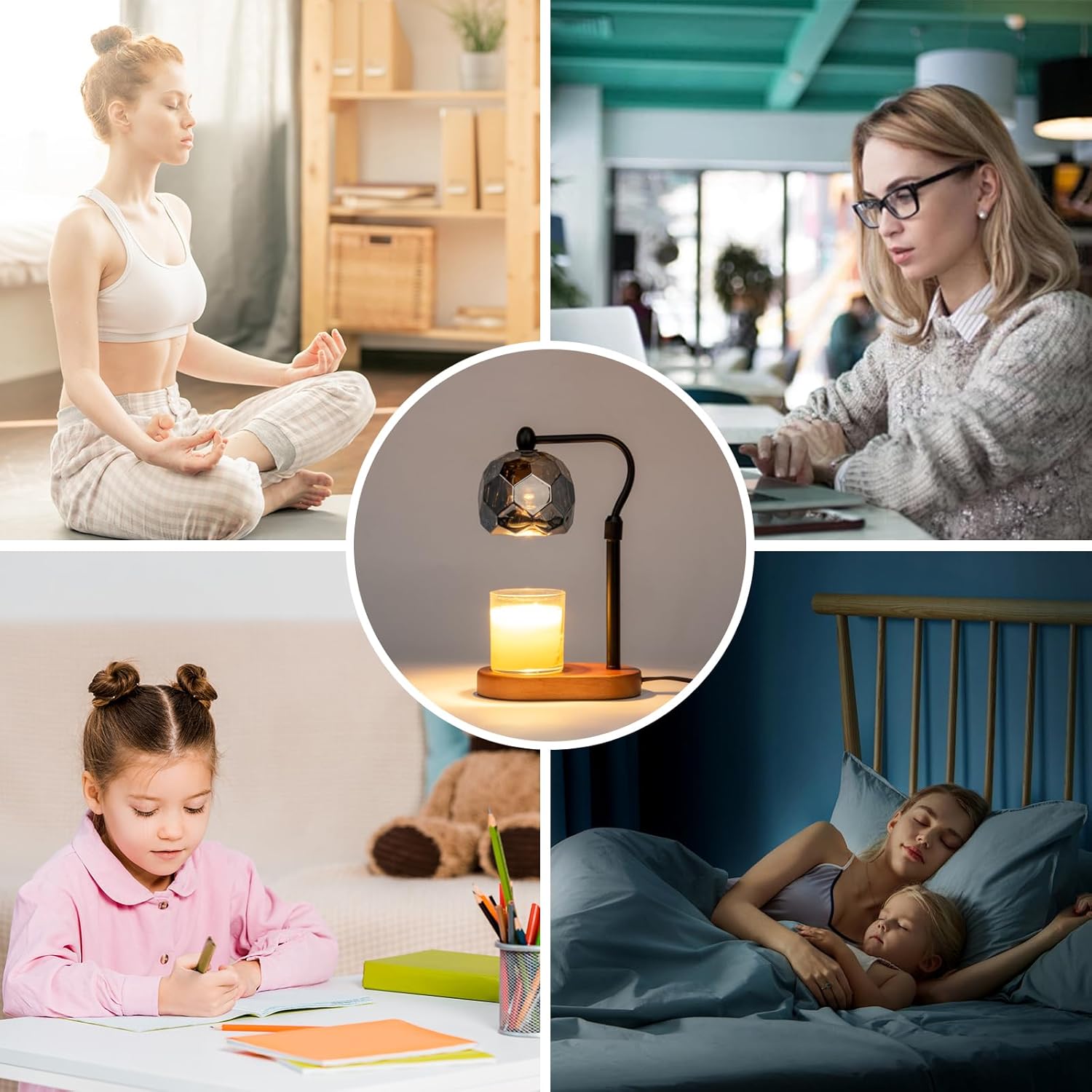 Candle Warmer Lamp with Timer, Adjustable Dimmer and Height, Wooden Base V8585