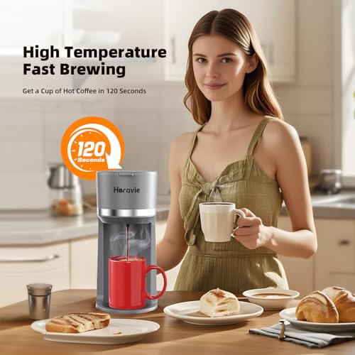 Single Serve Coffee Maker for K Cup and Ground Coffee, 6 to 12 oz Brew Sizes, Black D464070