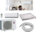 Mitsubishi 18,000 BTU SEER 18 Wall Mount Ductless Mini-Split Inverter Cool & Heat Pump System 1.5 Ton Energy Efficient with Lines & Pads