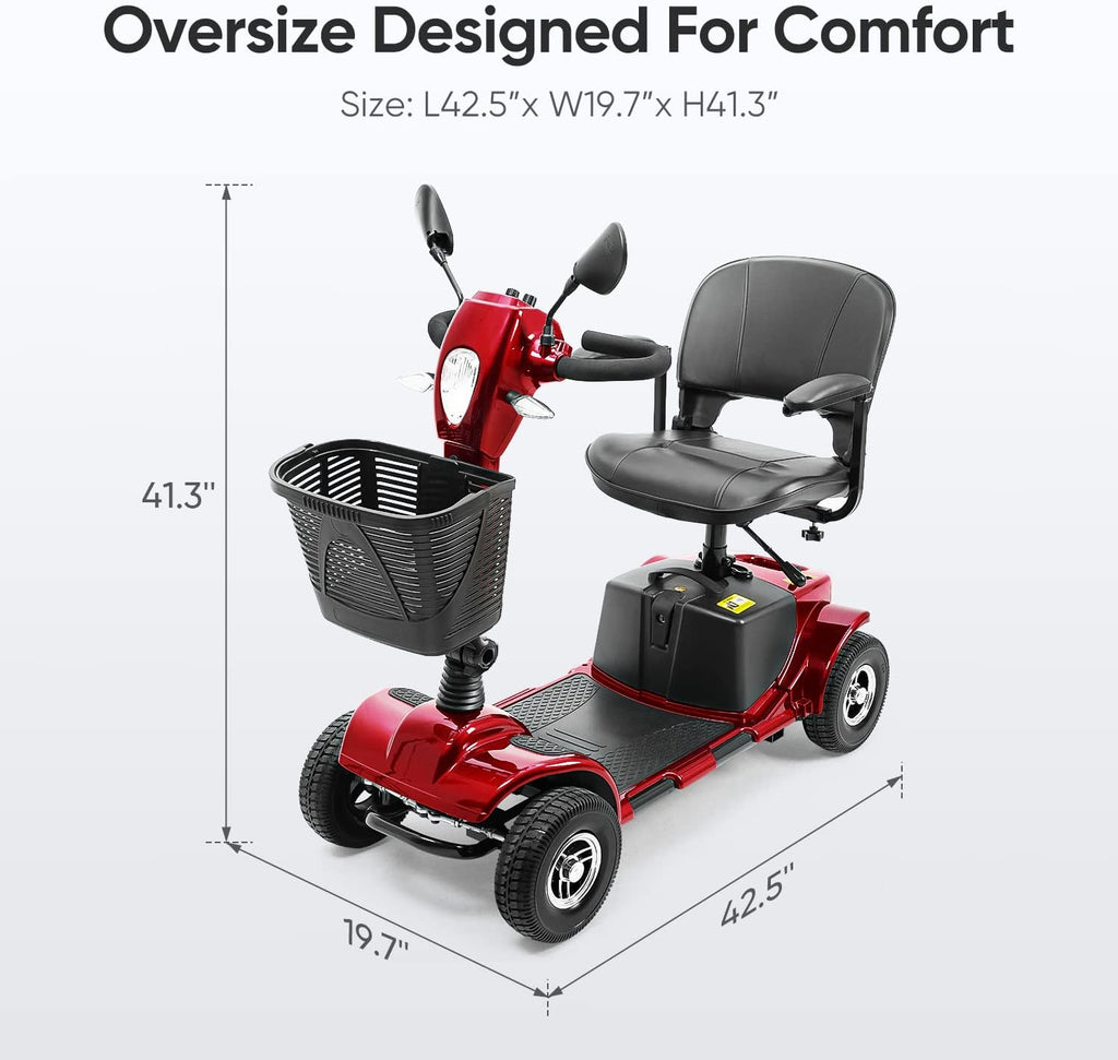 4 Wheel Mobility Scooter for Seniors, Collapsible with Basket T6098