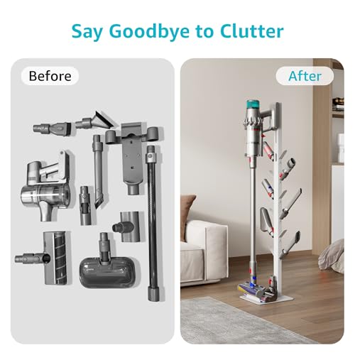Metal Vacuum Stand with 12 Storage Hooks for Cordless Vacuums J437