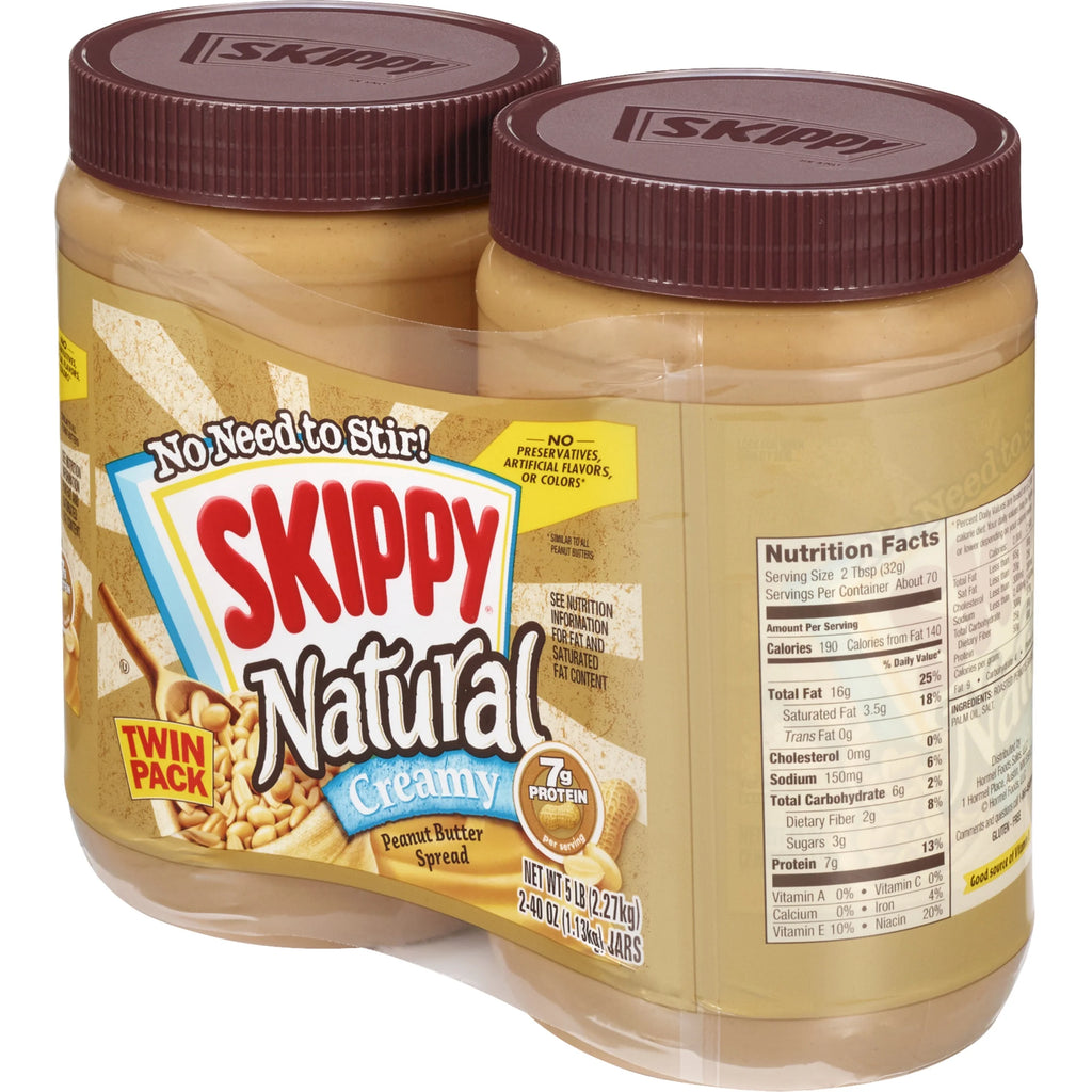 Natural Creamy Peanut Butter Spread, 40 oz Twin Pack P542