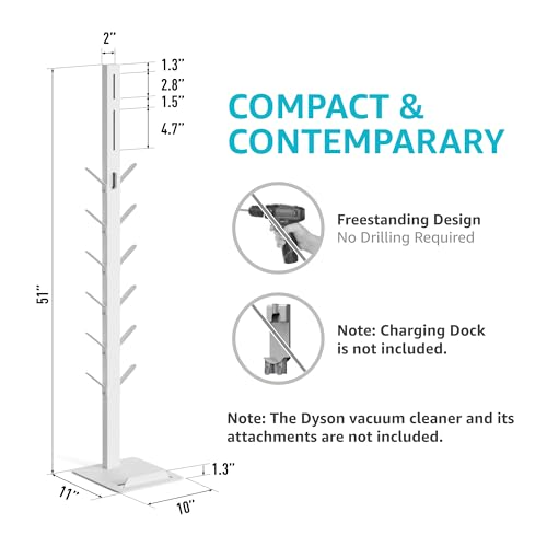 Metal Vacuum Stand with 12 Storage Hooks for Cordless Vacuums J437