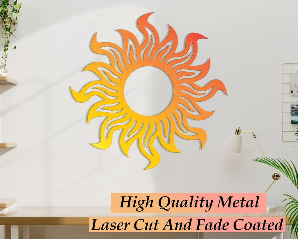 Sun Metal Wall Art - Large Bright Hanging Sunburst Decoration A1930