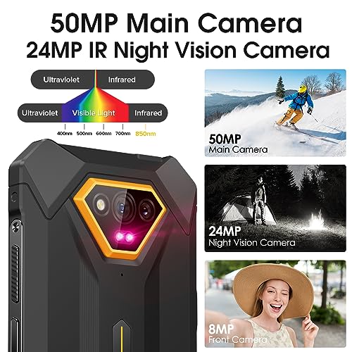 Rugged Smartphone 12+64GB 50MP Camera Android 13 Black B5870
