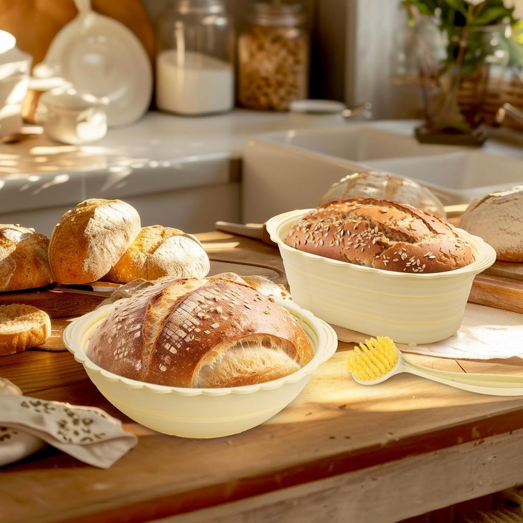 Sourdough Bread Proofing Basket Set of 2, Round 9" & Oval 10" B995110