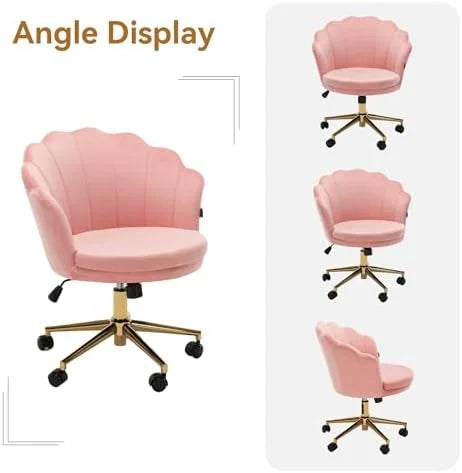 Velvet Swivel Vanity Chair with High Backrest and Wheels J254