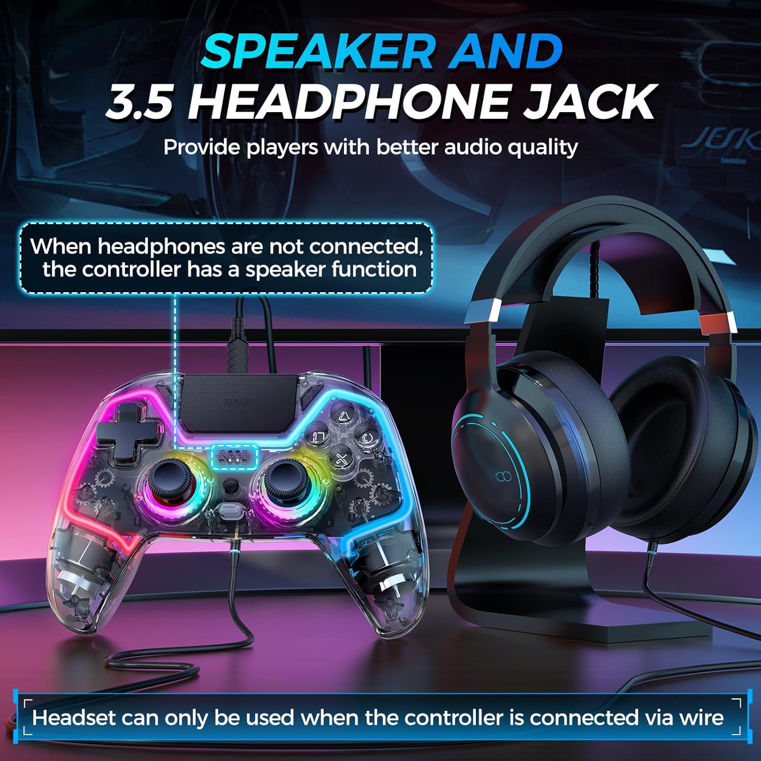 Wireless Controller for PS4, Slim, Pro and PC with Hall Effect Joysticks W4826
