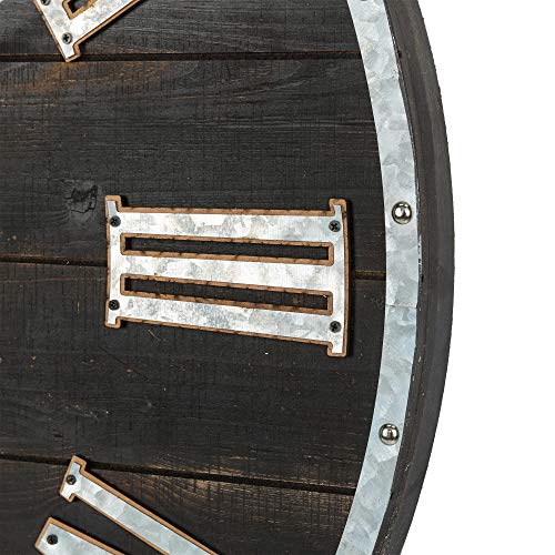 28 Inch Distressed Black Wall Clock Silent Non-Ticking Roman Numerals I702376