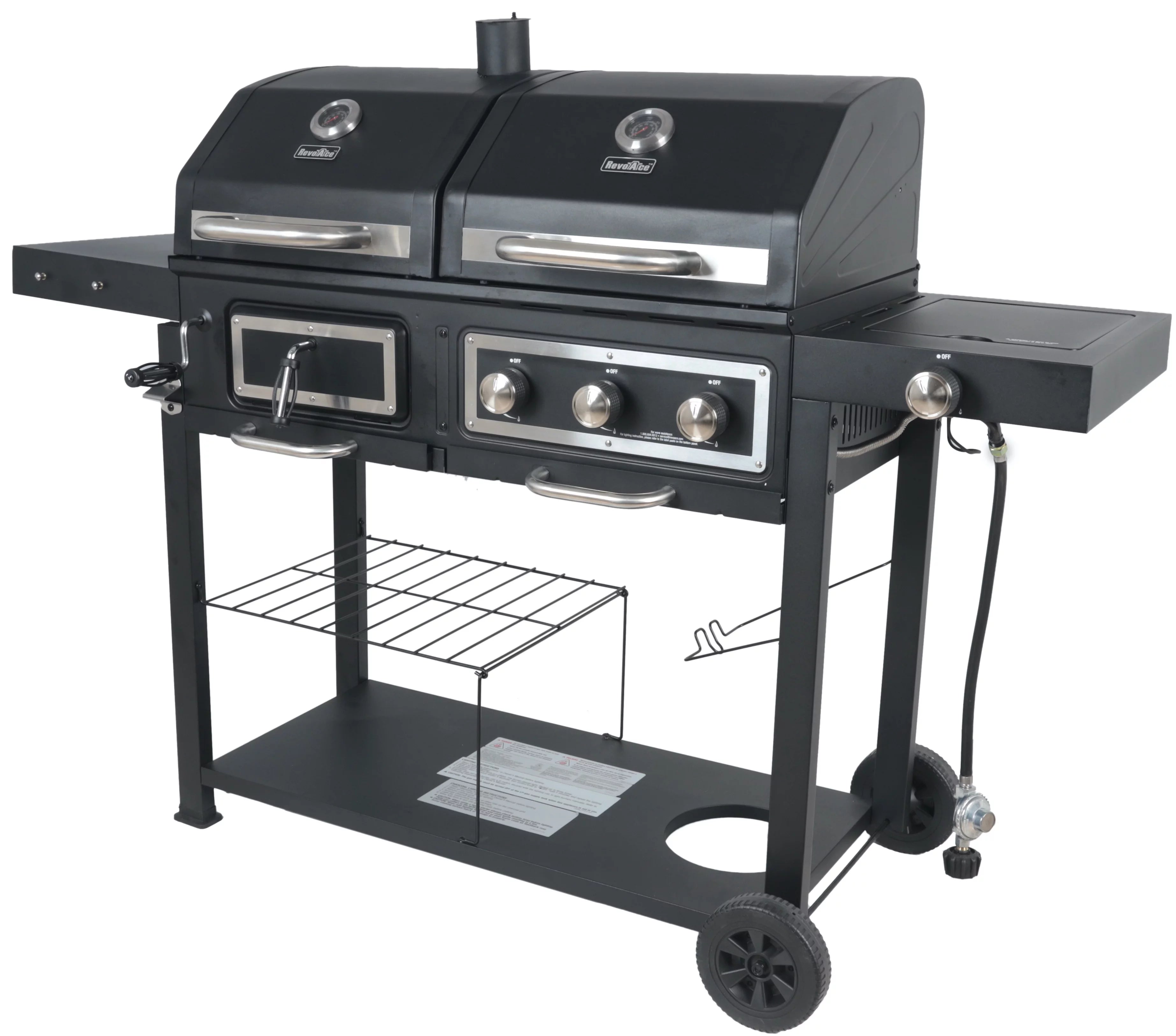 Dual Fuel Gas & Charcoal Combo Grill, Black with Stainless G725379