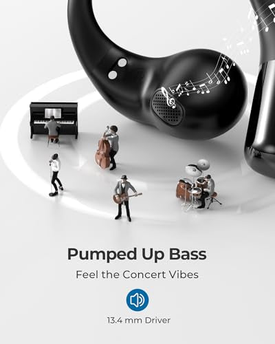 Open Ear Headphones Wireless Earbuds with 4-Mic Clear Call, 30H Playtime L15241