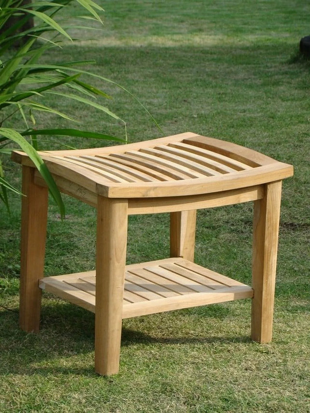 Teak Wood Shower Stool Bench with Shelf A5454