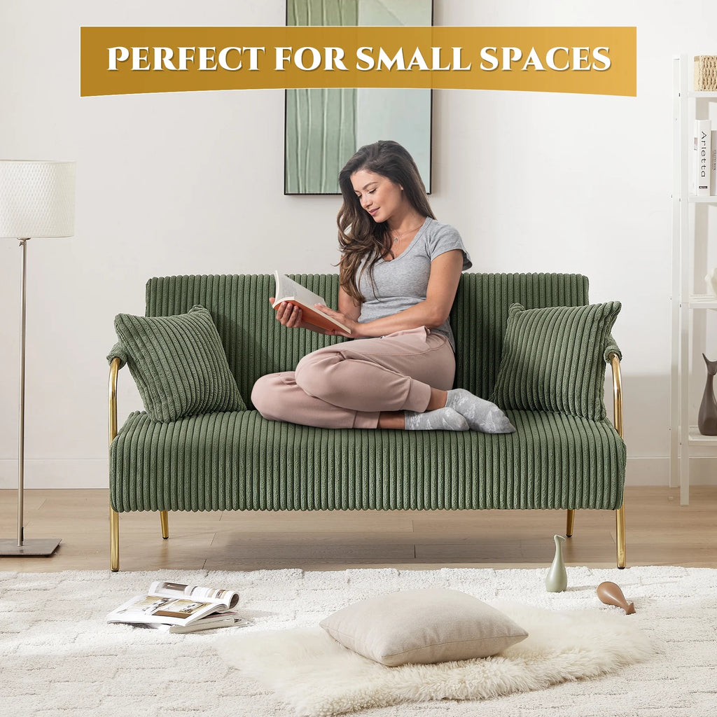 Tufted Velvet Futon Sofa Bed with 2 Pillows, 3 Adjustable Backrest Angles P745163