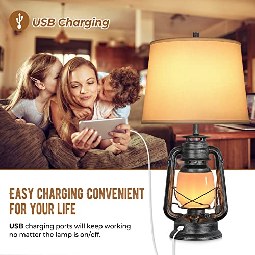 Farmhouse Table Lamps, 3-Way Dimmable Touch with USB Port, Night Light, White R877146