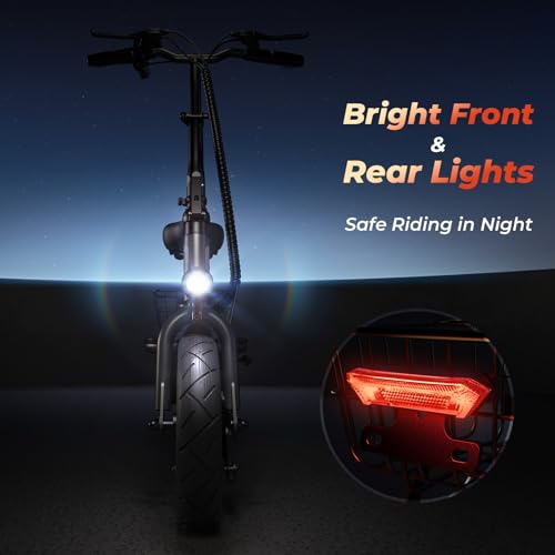 Electric Scooter with Seat, Long Range, Adjustable Handlebar, Dual Suspension J439