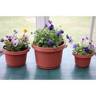 12 inch Terra Cotta Plastic Flower Pot with Saucer, Set of 5 W324
