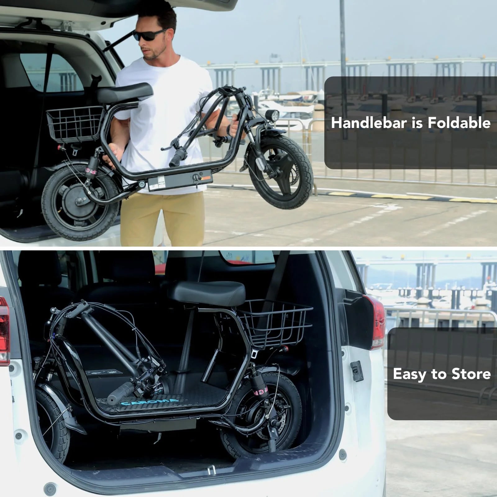 Electric Scooter with Seat, 14" Off-Road Tires, Folding, Black V1954