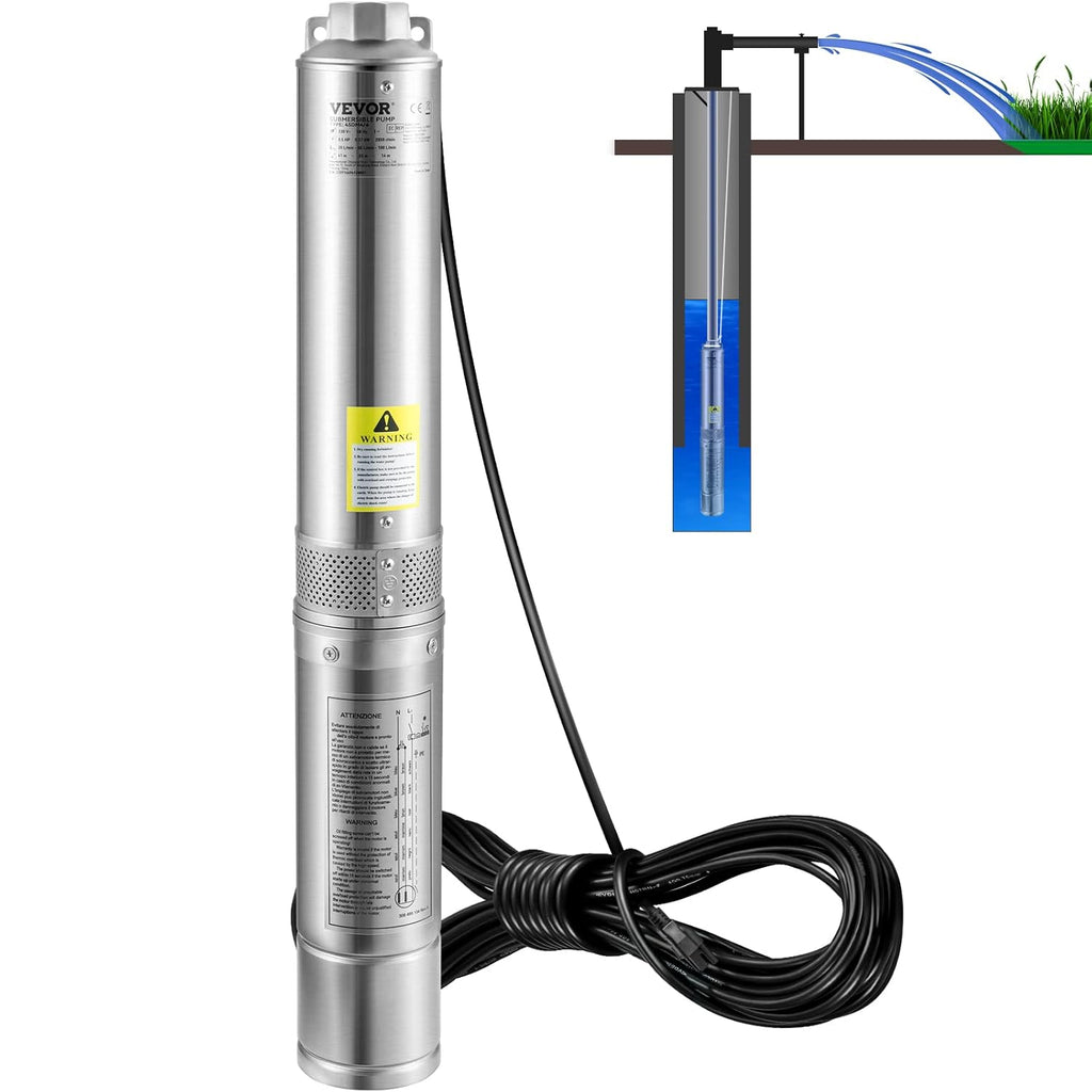 Deep Well Submersible Pump, 4" Stainless Steel T822337