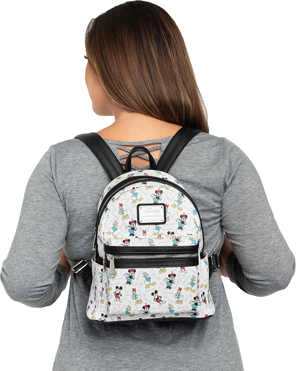 Disney Mickey Minnie Mouse Donald Daisy Mini Backpack Handbag White F4390