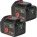 waitley 2 Pack 20V 9.0Ah DCB209 Replacement Battery Compatible with DCB200 20V DCD DCF DCG Series Cordless Power Tools with LED Indicator