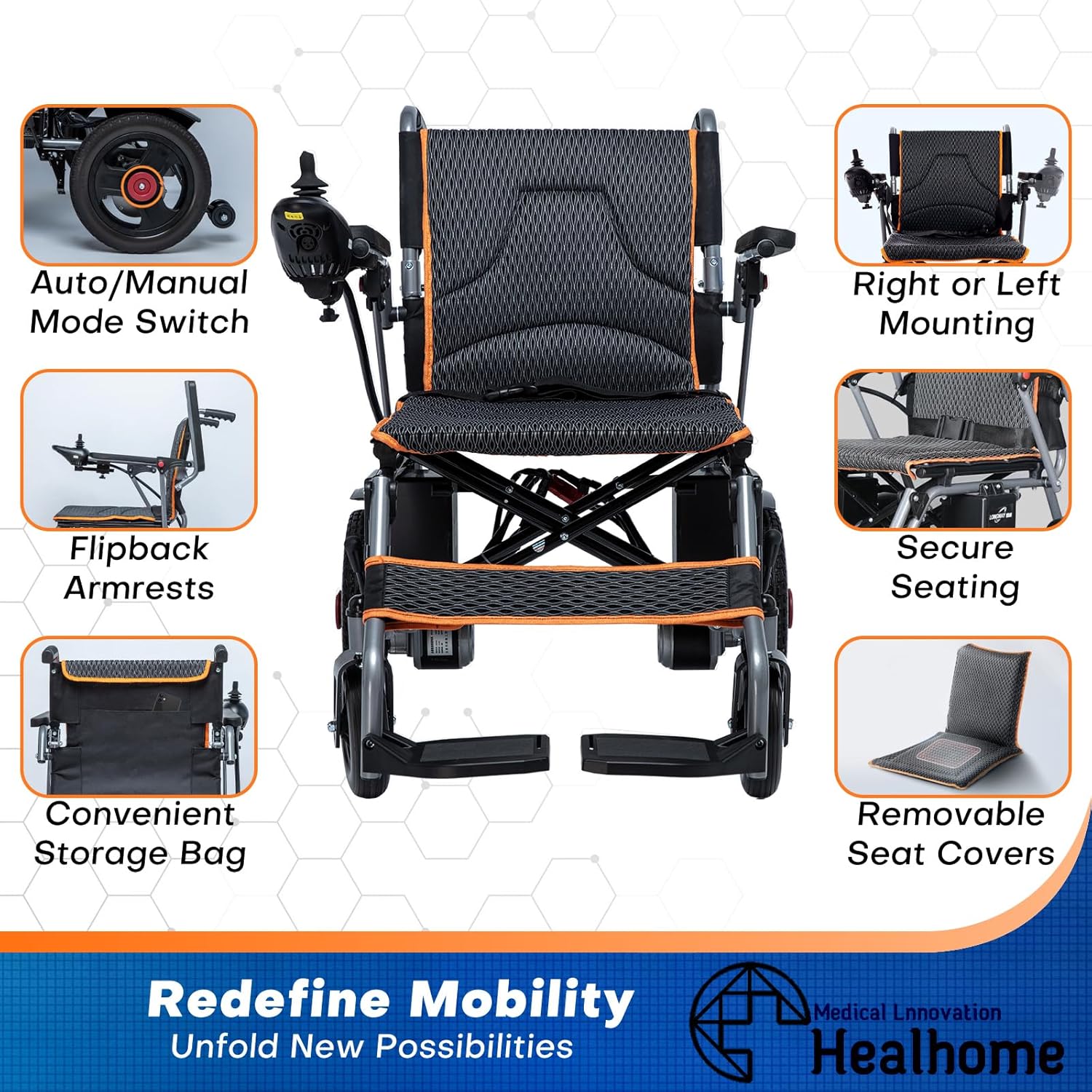 Portable Electric Wheelchair for Adults, Lightweight and Easy to Carry S9286