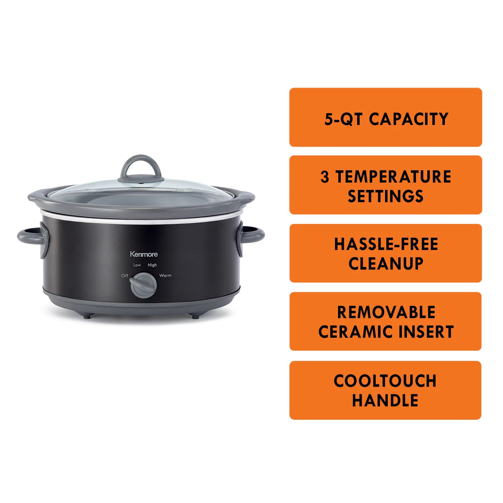 Slow Cooker 5 qt, Dial Control, Black V2829