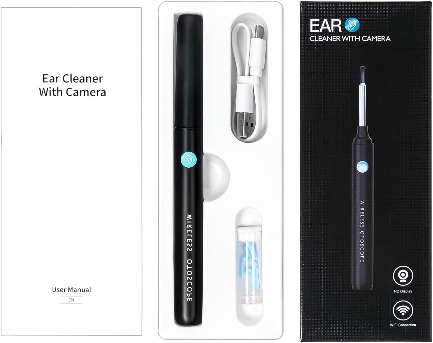 Ear Wax Removal Tool with HD Camera and 8-Piece Ear Cleaning Set N7904
