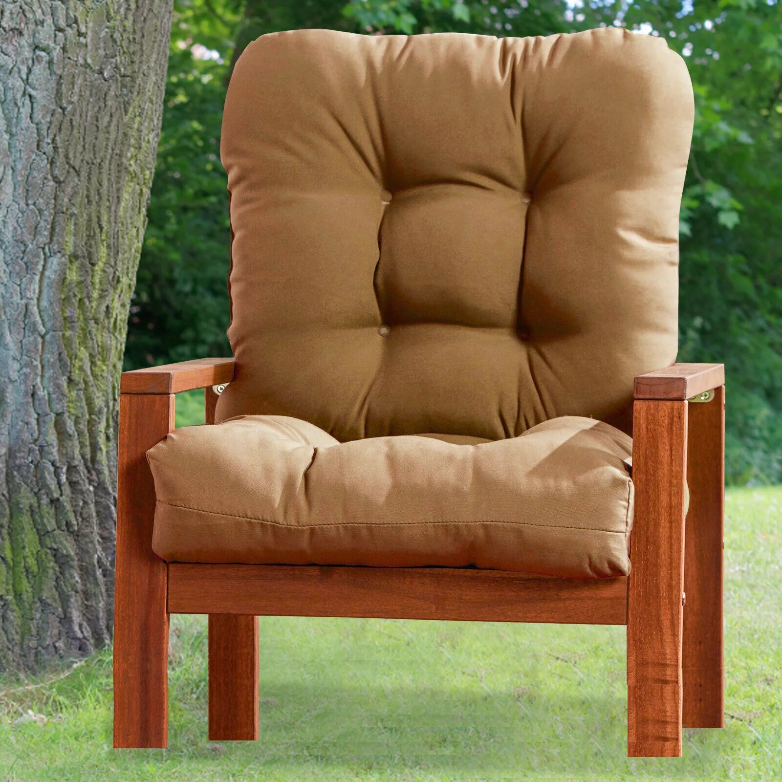 Outdoor Patio Chair Cushion, All-Weather Seat Pad, Light Brown S126