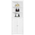 Topeakmart 64.5″ H Wooden Corner Cabinet with Open Shelf for Bathroom, White