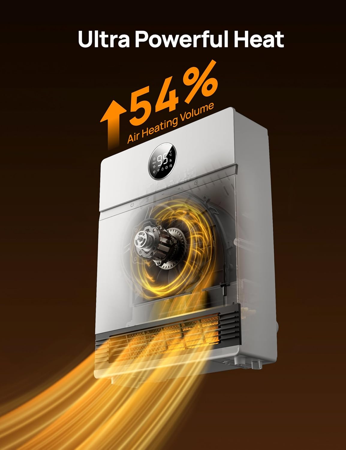 Smart Wall Heater, Electric PTC Space Heater for Indoor Use, Oscillation, Thermostat, Remote Control, Timer Q29038