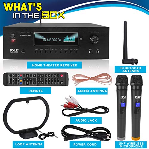 1000W 5.2 Channel Home Theater Receiver with Bluetooth and Wireless Mics D702