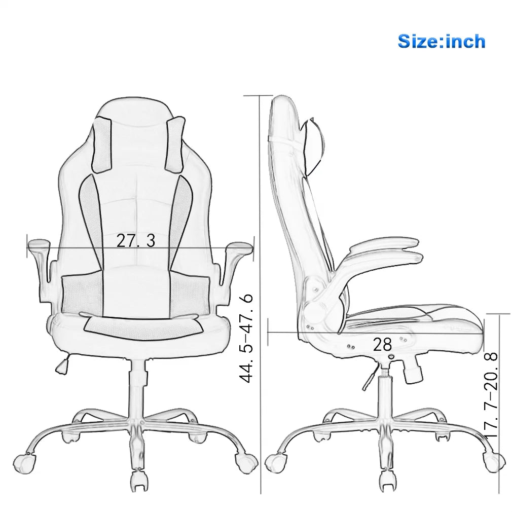 Adjustable Ergonomic Swivel Gaming Chair, Grey V824