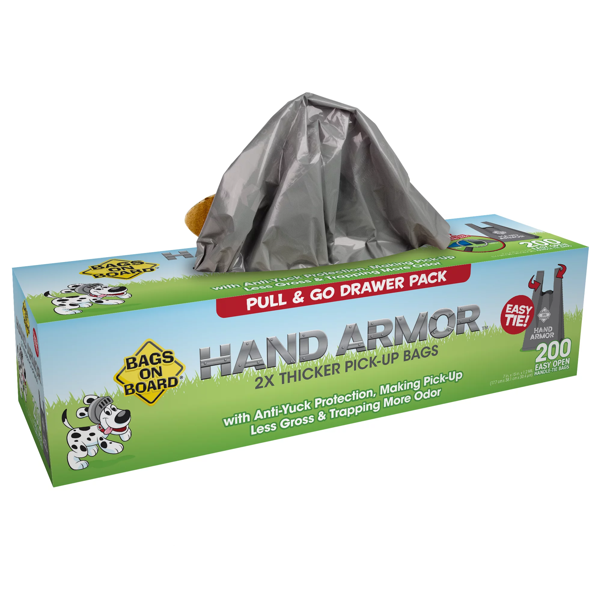 Bags on Board Dog Poop Bags, Extra Thick Multi Colored Waste Pickup Bags with Easy Tie Handles, 200 Count