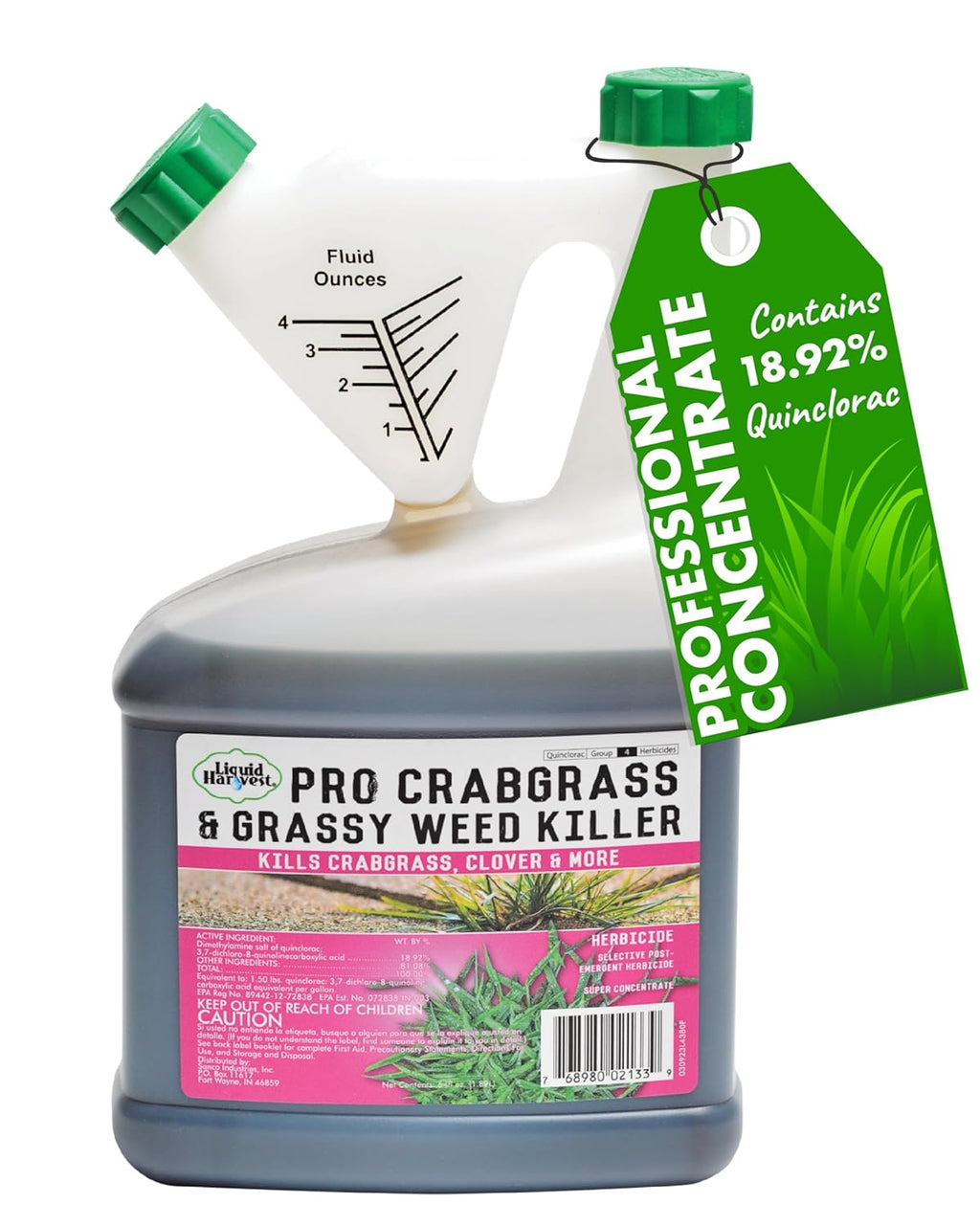 Pro Crabgrass & Grassy Weed Killer - 18.92% Quinclorac (Compare to Leading Brands) – Concentrated Professional Crabgrass Herbicide – Quick Drying with Residual Control - 64 ounces