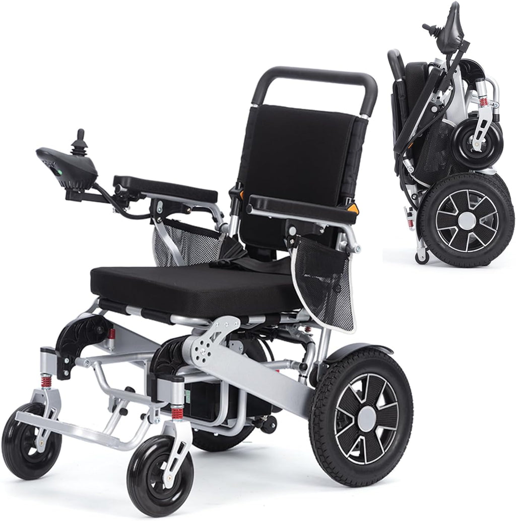 Lightweight Foldable Motorized Wheelchair for Senior,Intelligent Lightweight Foldable Electric Wheelchair,Long Range Motorized Wheelchair,Portable Power Wheelchair-20mi Cruise Range-Travel Size