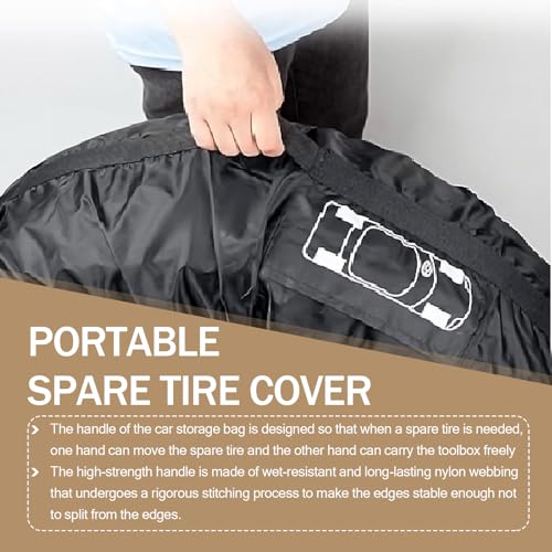 Car Spare Tire Cover, Dust and Scratch-Proof, Universal Fit with Pocket and Handle L95760
