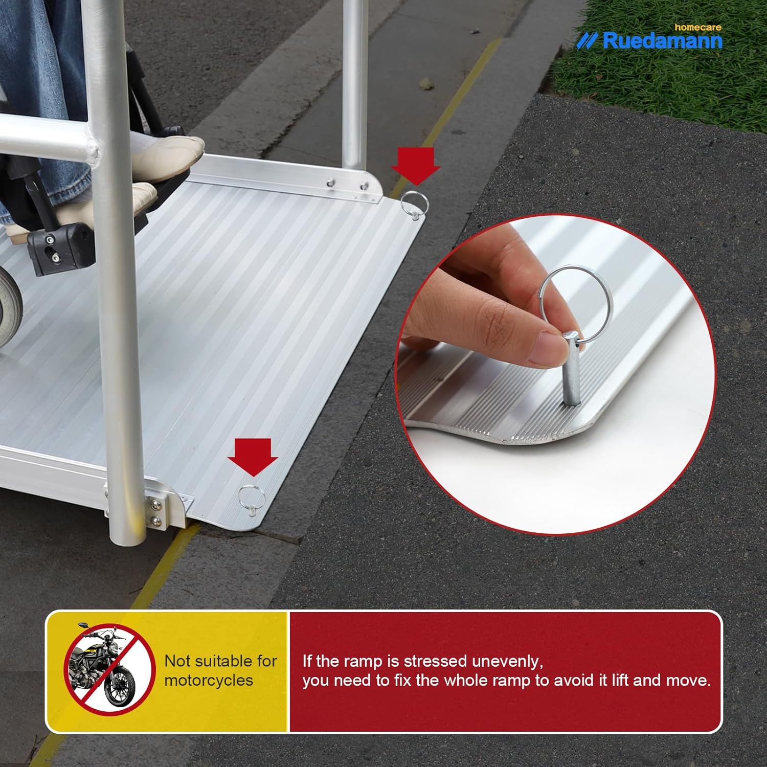 Aluminum Wheelchair Ramp with Handrails, 600 Lbs Capacity, Non-Slip N895392