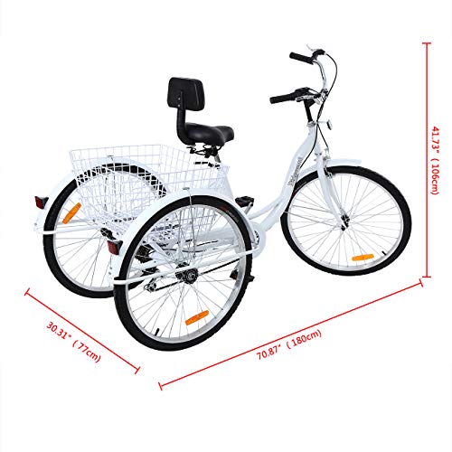 Adult Tricycle 3-Wheel Bike with Shopping Basket C4118