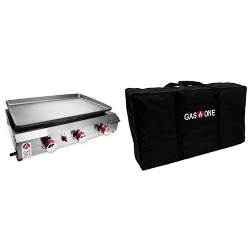 26 Inch Flat Top Gas Grill with 3 Burners, Propane, Stainless Steel Tabletop with Pre Season Griddle I61934